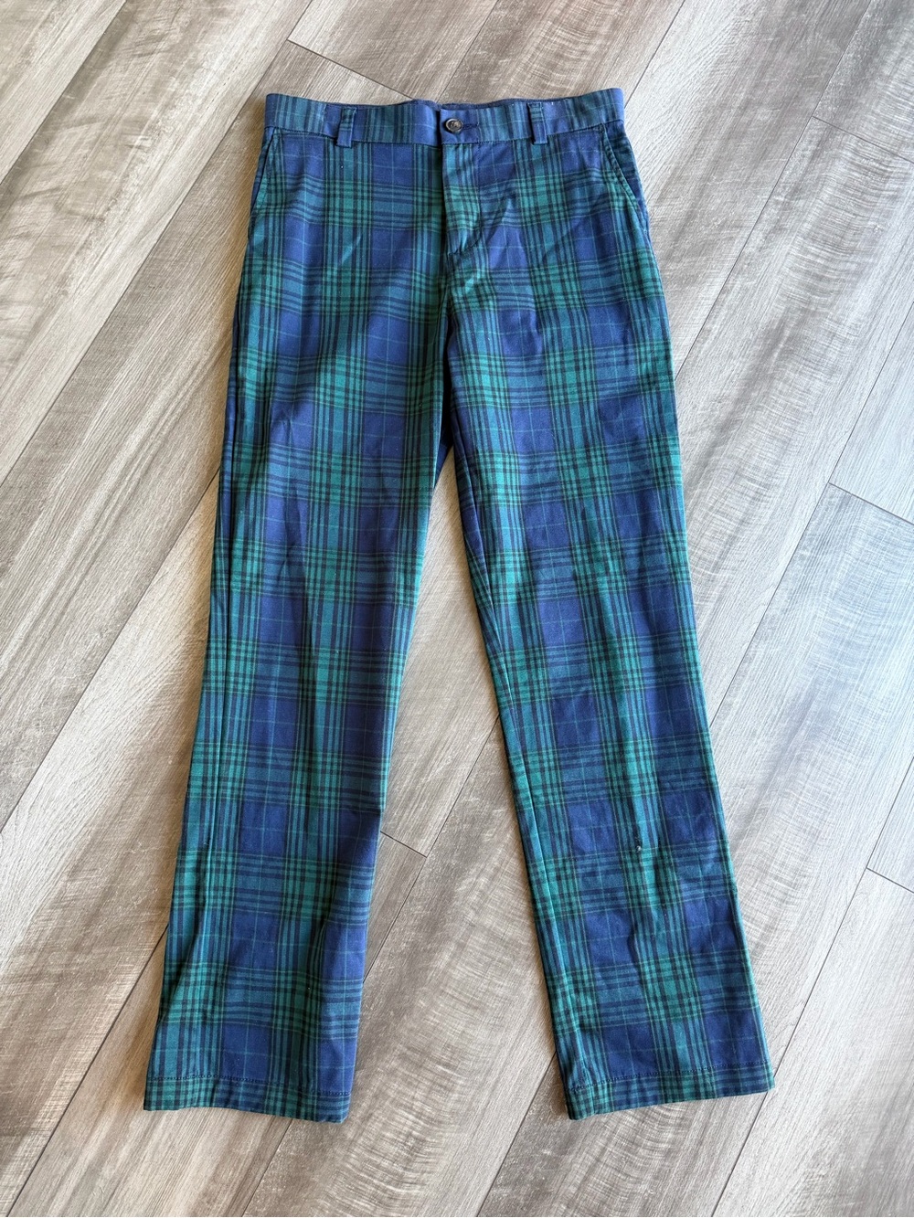 Vineyard Vines Youth Boys Green & Navy Plaid Breaker Pants Sz 18 Chinos Preppy